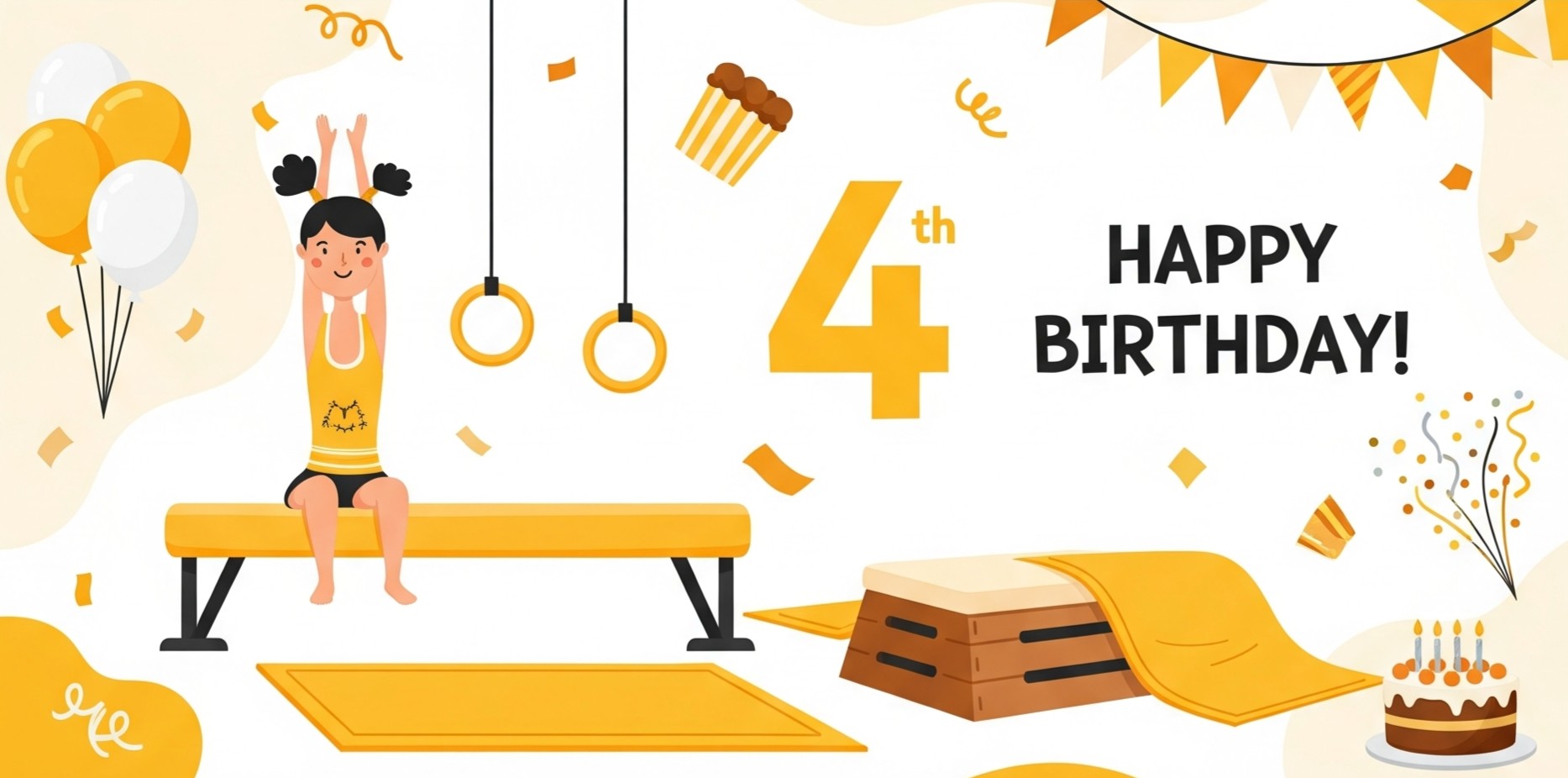 Happy 4th Birthday Gymnastics Theme